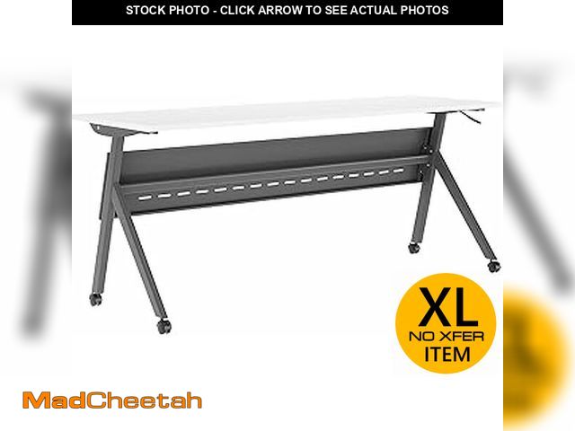 Lot 74-12568442 - Flash Furniture Davis 72 W X 24 D Foldable Training Room Table Laminate White Tabletop/Gray Frame - ...