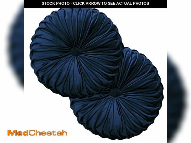 Lot 74-14153636 - Teieas 2 Pcs Round Throw Pillows Decorative Pumpkin Velvet Boho Pleated Bed Pillows Back Support for...