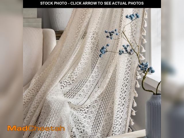 Lot 74-12048069 - Boho Curtains for Living Room Bedroom, 96 inch Length 2 Panels Set Cotton Linen Semi Sheer Farmhouse...