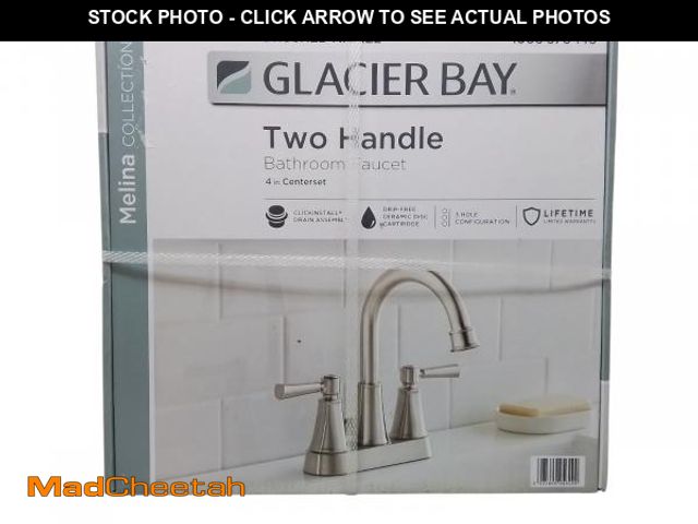 Lot 74-12486055 - Glacier Bay Melina 4 In. Centerset Double Handle High-Arc Bathroom Faucet In Brushed Nickel - UNUSED