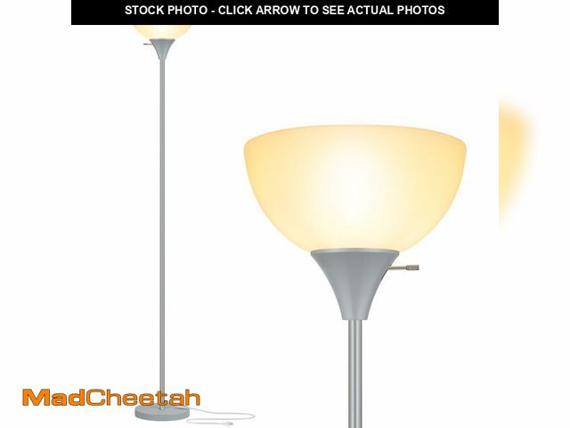 Lot 74-14058250 - Coucrek Floor Lamp, LED Standing Lamps with White Plastic Shade, Corner Floor Lights for Living Room...