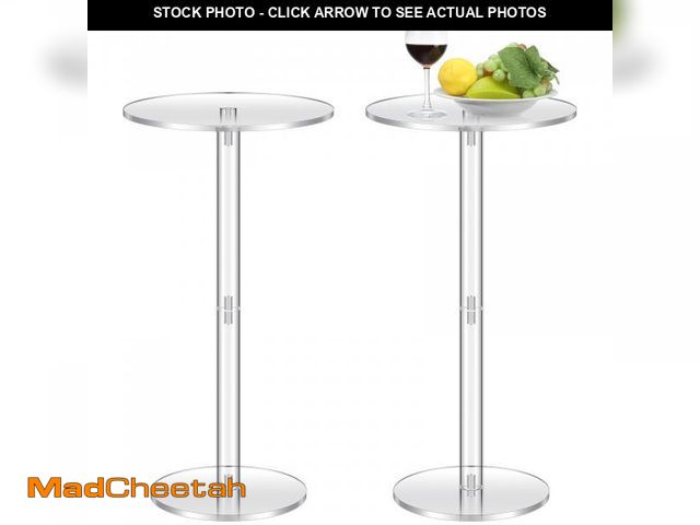Lot 74-12518279 - Lineshading 2 Pcs Acrylic Drink Side Tables 10 l x 10 W x 24.2 H Clear Living Room Round Coffee Cock...