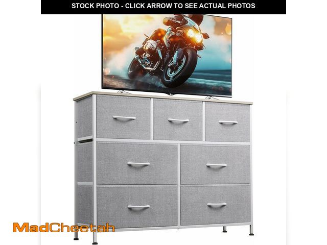 Lot 74-13927792 - WLIVE 7 Drawer Dresser TV Stand, Entertainment Center, Media Console Table with Metal Frame and Wood...