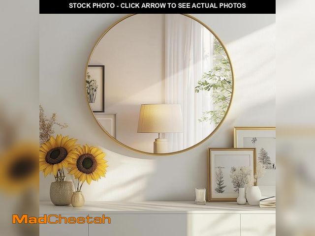 Lot 74-12510113 - DUMOS Gold Circle Mirror for Wall 24 inch, Bathroom Round Mirror for Over Sink, Bathroom, Entryway, ...