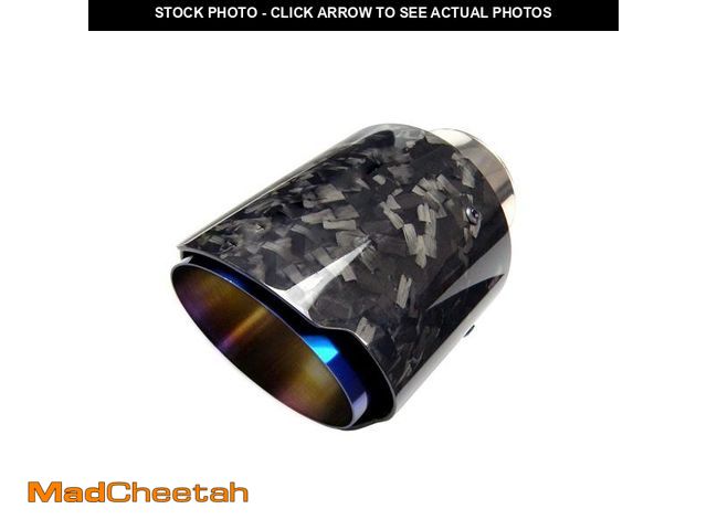 Lot 74-11547877 - CARMON Car Forged Carbon Fiber Exhaust Pipe Muffler Tips with Blue Burnt 304 Stainless Steel 4inch o...
