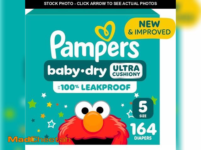Lot 74-14582029 - Diapers - Baby Dry - Size 5, 164 Count, Absorbent Disposable Infant Diaper (Packaging May Vary) - UN...