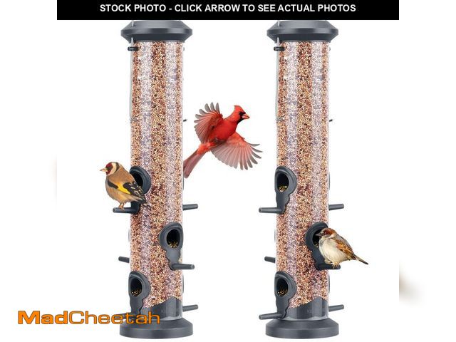 Lot 74-14210419 - Kingsyard 2 Pack Tube Feeders with 6 Feeding Ports for Outdoors Hanging, Premium Hard Plastic Weathe...