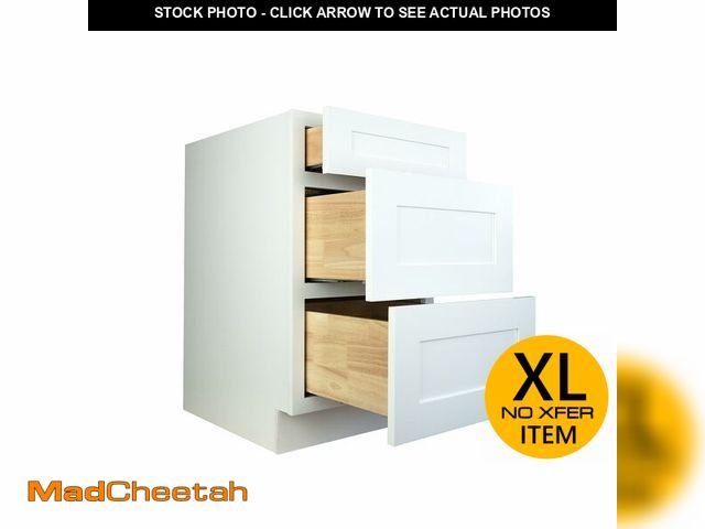 Lot 74-12895533 - Hollywood Fabiani Design Drawer Base Kitchen Cabinet 24 in. W x 24 in. D x 34.5 in. H in Shaker Whit...