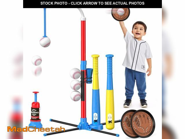 Lot 74-14271542 - QDRAGON 4 in 1 Tball Set for Toddlers 3-5 with Toss and Catch Ball Set/ 2 Bats, Hanging Tee Ball Sta...