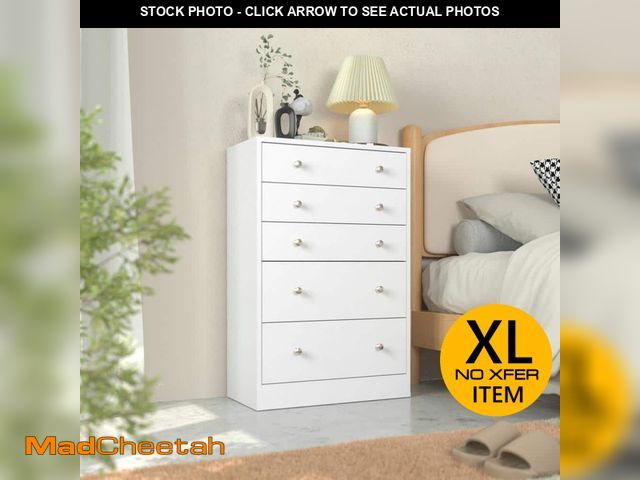 Lot 74-13288404 - VEIKOUS Oversized 5-Drawer White Chest of Drawers Dressers with 2-Large Drawers 48.3 in. H x 31.6 in...