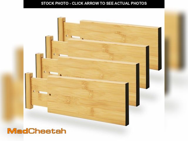 Lot 74-12600678 - BAMEOS 4" High Bamboo Drawer Dividers - Adjustable Small Drawer Organizer - Kitchen, Dresser, Bathro...