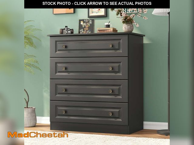 Lot 74-14323464 - 4-Drawer Dresser, 34.6â Tall Black Dresser for Bedroom Storage, Hallway Chest with Large Drawers, ...