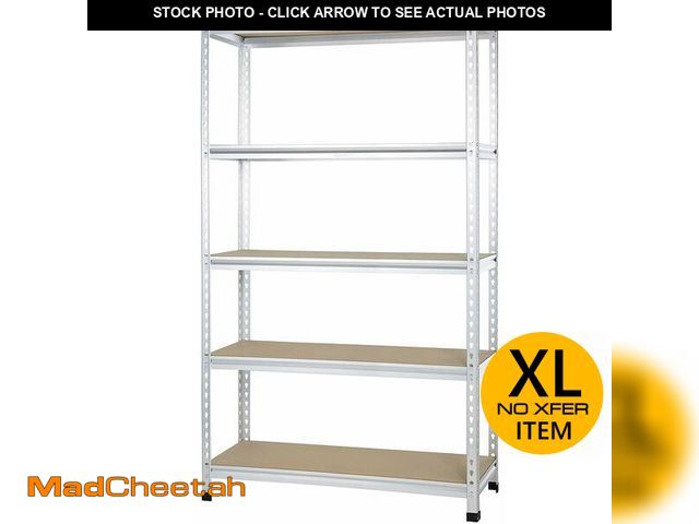 Lot 74-12572244 - Basics 5 tier, Medium Duty Storage Shelving Double Post Press Board Shelf, Aluminum, 48 x 18 x 72 - ...