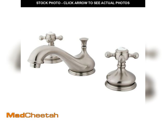 Lot 74-12604443 - Kingston Brass KS1168BX Vintage Widespread Lavatory Faucet with Metal Cross Handle, Brushed Nickel,8...
