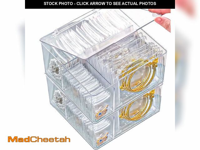 Lot 74-13711153 - 2 Pack 4 In 1 Acrylic Jewelry Organizers and Storage with 120 Portable Anti Tarnish Jewelry Bags, Cl...