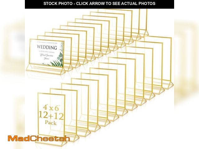 Lot 74-14330037 - 24 Pack Gold Picture Frames 4 x 6 Inch Clear Acrylic Sign Holders Double Sided Display Frames Bulk w...