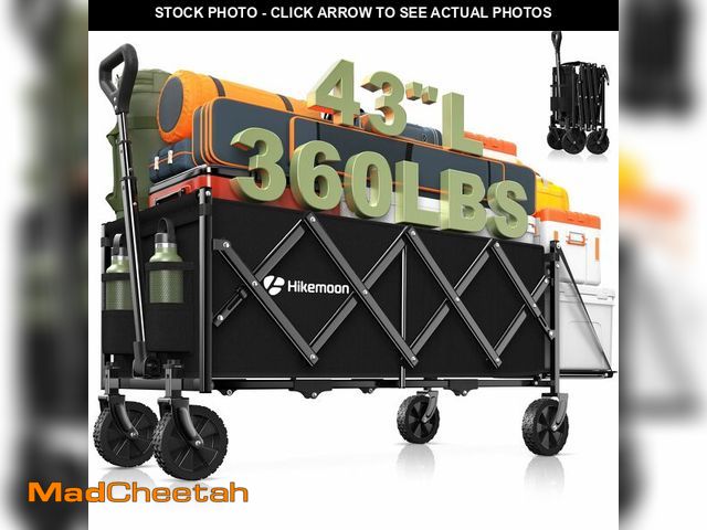 Lot 74-13583192 - Hikemoon 43'' Extra Long Collapsible Wagon with Extended Tailgate, 360LBS Heavy Duty Wagons Carts Fo...