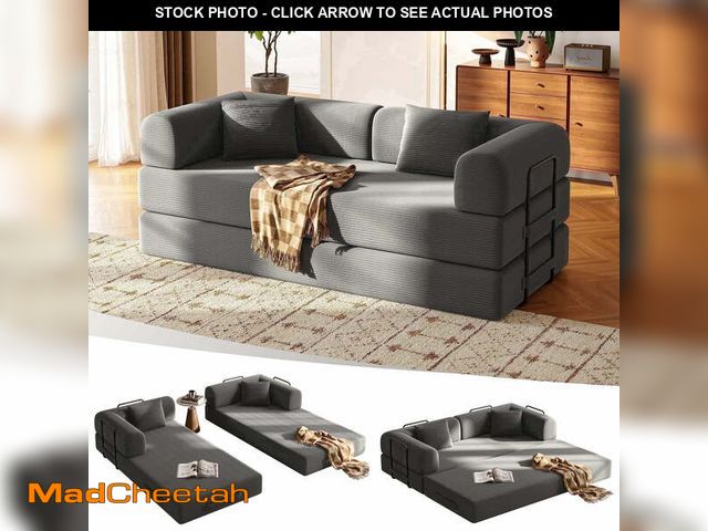 Lot 74-14259681 - (MISSING ACCESSORIES) 79in Convertible Sofa Bed Corduroy Boneless Couch Bed Foldable Sofa Bed Pull O...
