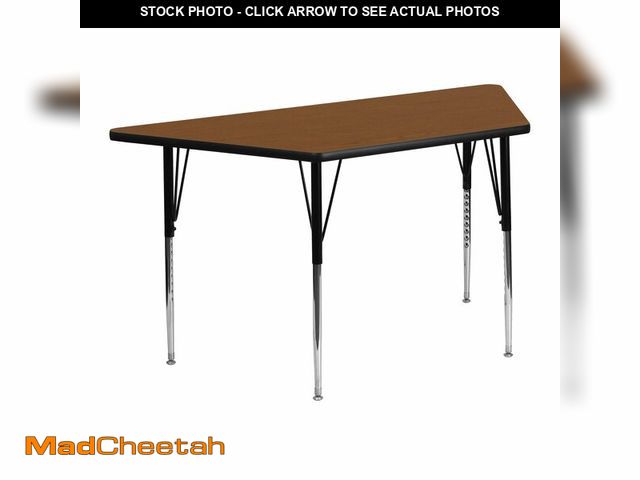 Lot 74-14611272 - Flash Furniture Wren 22.5''W x 45''L Trapezoid Oak HP Laminate Activity Table - REVERSIBLE (TABLETOP...