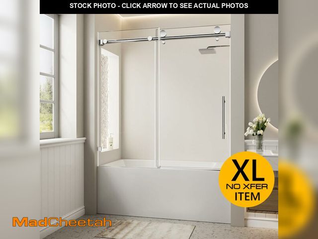 Lot 74-13072403 - Bathtub Shower Door, 56-60" W x 60" H Sliding Tub Shower Door, 8mm Tempered Glass Shower Doors with ...