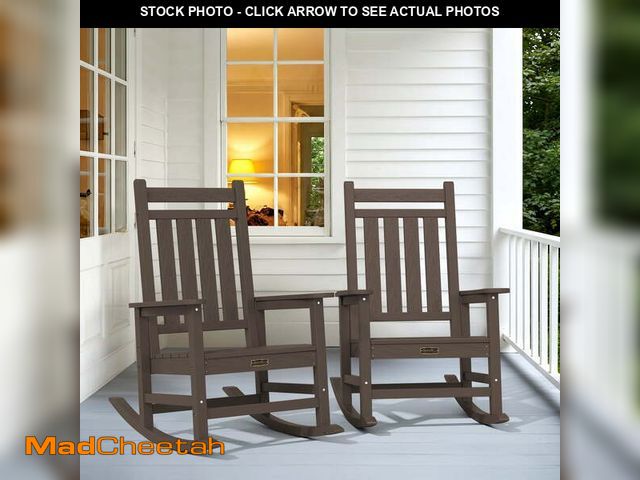 Lot 74-14436954 - SERWALL Oversized Outdoor Rocking Chair Set of 2, All-Weather HDPE Patio Rocker with Wide Armrests f...