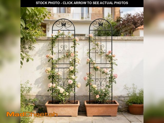 Lot 74-14242602 - Tunearary 7.2 ft. Black Outdoor Metal Rustproof Rose Garden Trellis, (2-Pack) - UNUSED