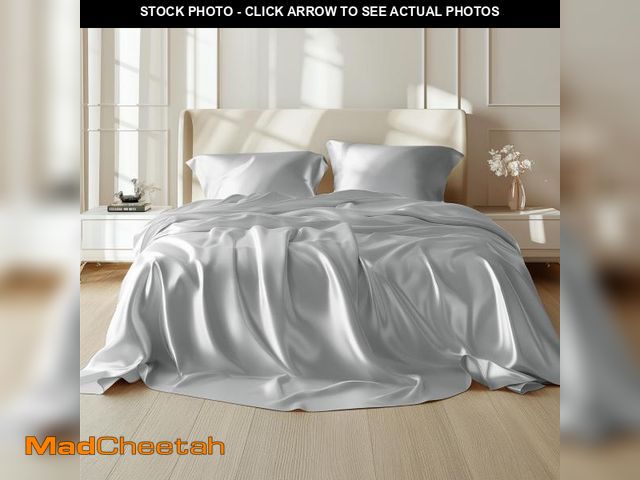 Lot 74-12433507 - Bedsure Satin Sheets Queen Size Bed Set - Luxury Silky Bed Sheet Set, Ultra Soft &amp; Wrinkle Free,...