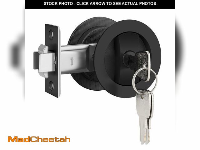 Lot 74-13520988 - EHOMEWARE 1 Pack Matte Black Pocket Door Hardware Flush Pocket Door Handles Keyed Alike Pocket Door ...