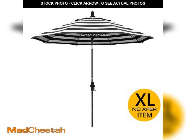 Lot 74-14242880 - California Umbrella 9 ft. Matted Black Aluminum Collar Tilt Crank Lift Market Patio Umbrella in Caba...