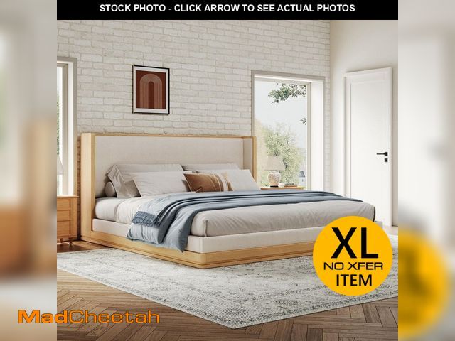 Lot 74-14279852 - CHRISTOPHER KNIGHT HOME Chaucer Mid-Century Modern Natural and Beige Wood Frame King Size Platform B...