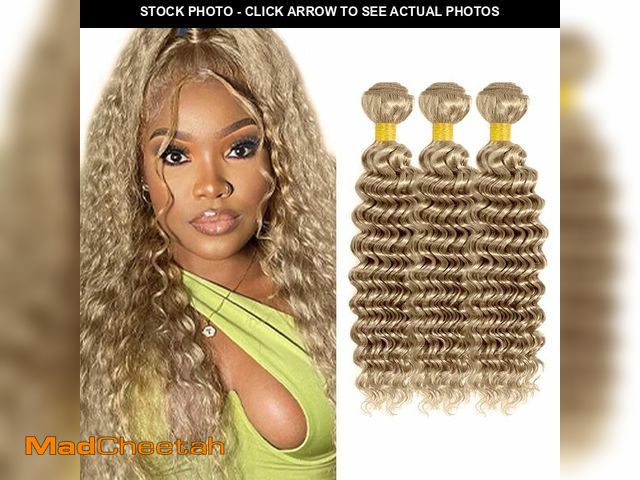 Lot 74-14379253 - Color 22 Human Hair Bundles Ash Blonde Deep Wave Bundles Blonde Wet and Wavy Bundle 20 22 24 inch #2...