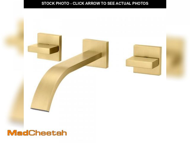 Lot 74-12365564 - SUMERAIN Waterfall Double Handle Wall Mounted Bathroom Faucet with Rough in Valve in Brushed Gold - ...