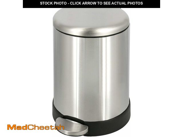 Lot 74-12827824 - GLAD Small Trash Can, 1.2 Gallon | Round Stainless Steel Garbage Bin with Soft Close Lid &amp; Step ...