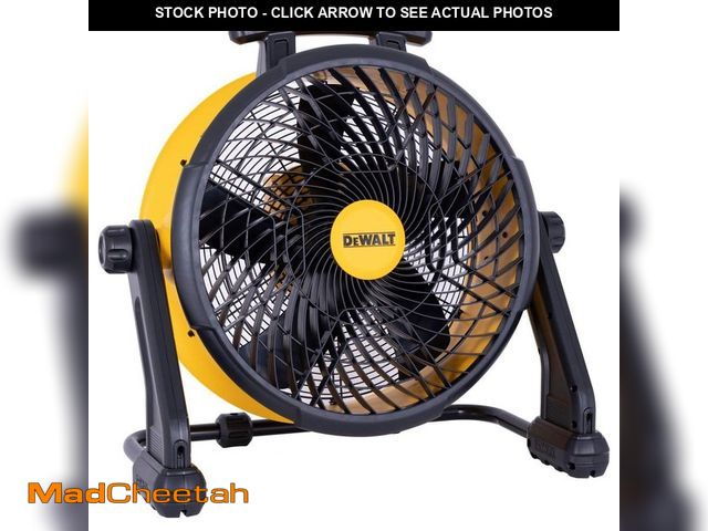 Lot 74-14193063 - DEWALT 18 in. 20V Cordless AC/DC Hybrid 3-Speed Drum Yellow Fan with Adapter Cord (Tool Only) - UNUS...