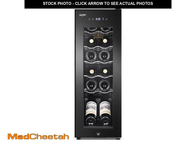 Lot 74-14193010 - 10.7 in. Single Zone 12-Bottle Wine Cooler with LCD Touch Control, Wine Cellar Cooling unit in Black...