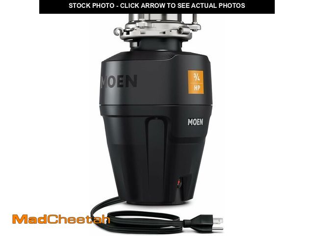 Lot 74-13041560 - Moen Black EX Series Host Series 3/4 Horsepower Improved Installation Garbage Disposal, EX75C - UNUS...