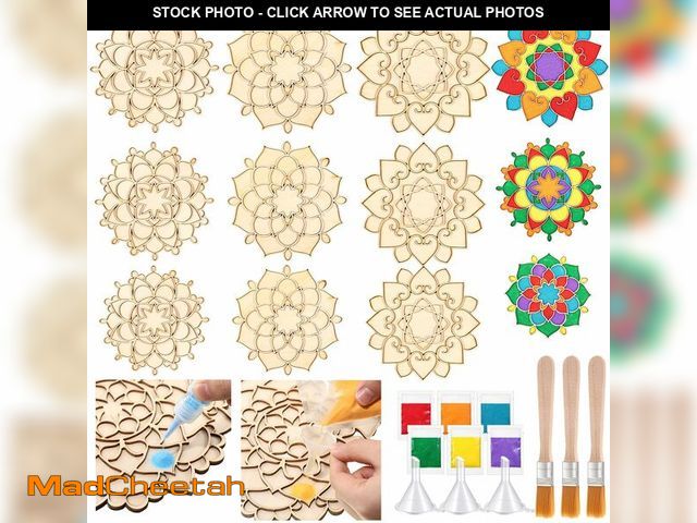 Lot 74-12979651 - Weekgrat 9 Pcs 7" 9" 11" Diwali Rangoli Mats for Decoration Wooden Rangoli Stencils DIY Floral Diwal...