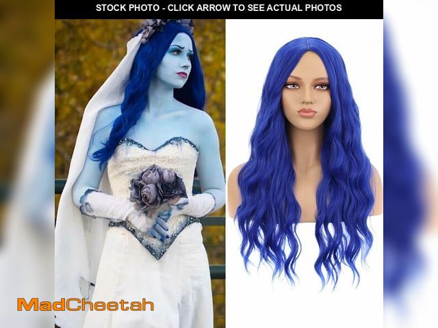 Lot 74-12439089 - MAGQOO Dark Blue Wig Women Girls Long Curly Wavy Dark Blue Wigs Middle Part Heat Resistant Hight Den...