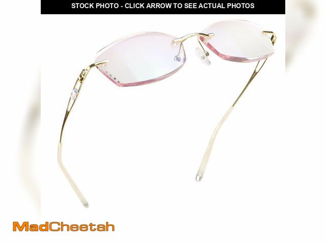 Lot 74-13627085 - LifeArt Blue Light Blocking Glasses,Computer Reading Glasses,Rimless Frame Tinted Lens with Diamond,...