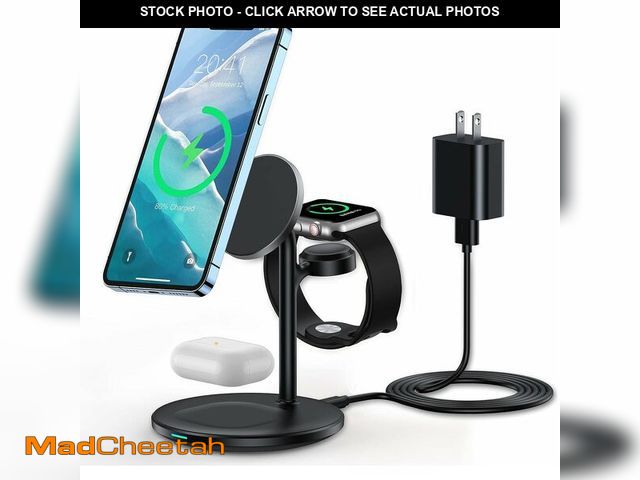 Lot 74-13632086 - XooFly 3 in 1 Wireless Charging Station for Apple Devices, Fast Wireless Mag-Safe Charger Stand with...