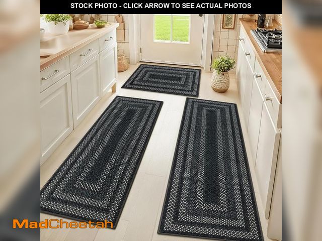 Lot 74-12510238 - HEBE Washable Kitchen Rugs Sets of 3, Non Slip Absorbent Kitchen Rugs and Mats, Farmhouse Stain Resi...