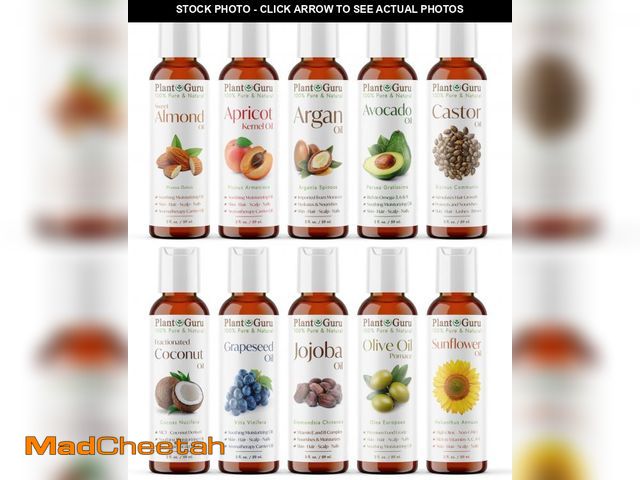 Lot 74-12052735 - Top 10 Carrier Oil Variety Set 2 oz - Cold Pressed 100% Pure Natural, Sweet Almond, Apricot Kernel, ...