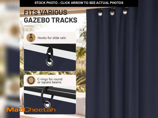 Lot 74-14437564 - 10 ft. x 10 ft. Universal Outdoor Privacy Curtains, Gazebo Curtain Replacement with Zipper Navy (4-S...