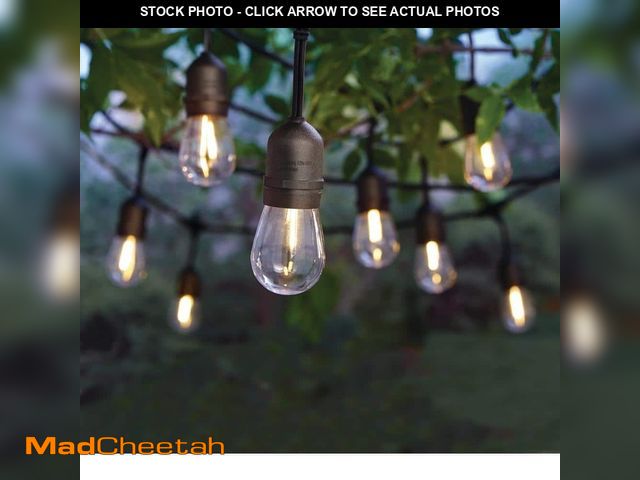 Lot 74-12774872 - Hampton Bay 12-Light 24 ft. Plug-in Indoor/Outdoor Edison String Light with S14 Single Filament LED ...