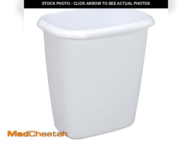 Lot 74-12140124 - Rubbermaid FG295800WHT Vanity Wastebasket, 14.4-Quart, White - UNUSED