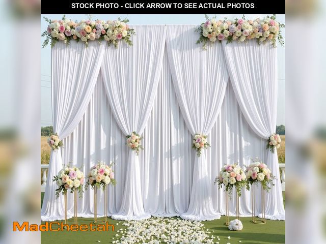 Lot 74-12708129 - 12ft x 10ft Wrinkle Free White Backdrop Curtains for Parties, Silky White Photo Backdrop Drapes 12FT...