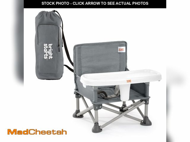 Lot 74-13541026 - Bright Starts Pop 'N Sit Portable Booster, Indoor/Outdoor Use, Floor Seat with Feeding Tray, Grey, 6...