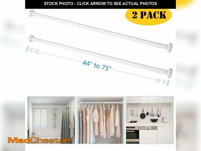 Lot 74-12888734 - BEAMNOVA 44"-75" Adjustable Tension Curtain Rod, No Drilling Telescopic Tension Rods for Wardrobe Cl...