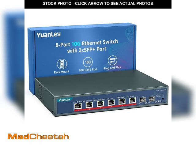 Lot 74-13456512 - YuanLey 8-Port 10G Ethernet Switch 6 x 10Gbps RJ45 Ports 2X 10Gbe SFP+ Ports Support 10G/5G/2.5G/1G/...