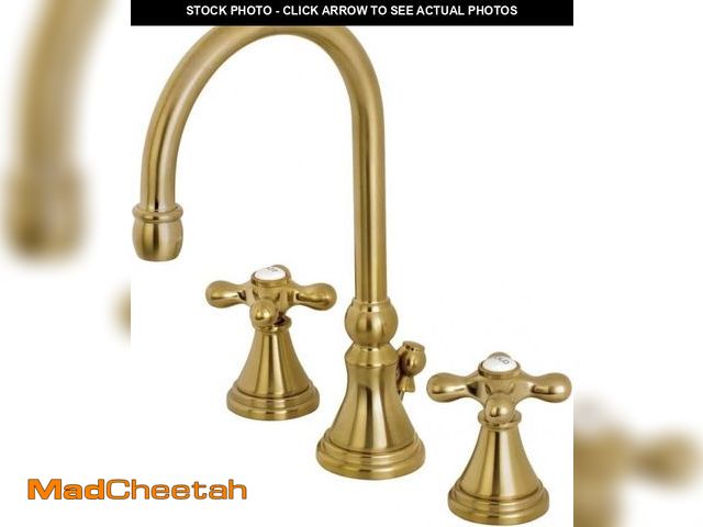 Lot 74-11226079 - Kingston Brass KS2987AX 8 in. Widespread Bathroom Faucet, Brushed Brass - UNUSED